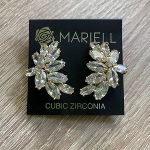 Mariell Gold CZ Bridal Earrings